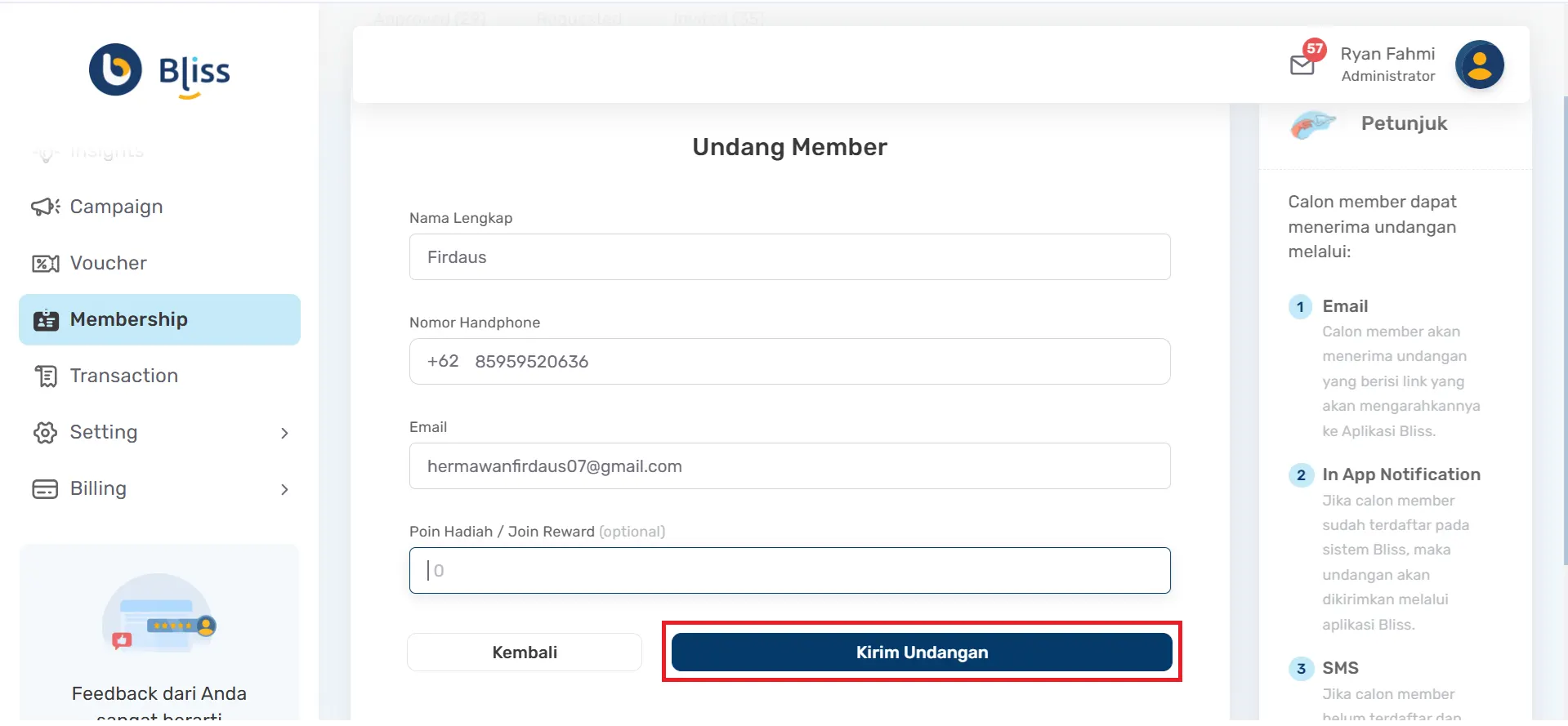 invite loyalty program